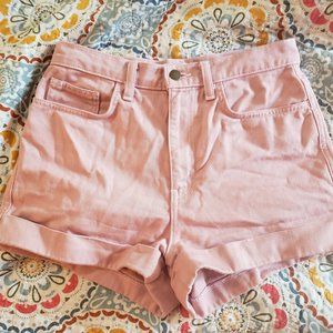 Amer. Apparel High-Waist Cuff Jean Shorts Pink 28